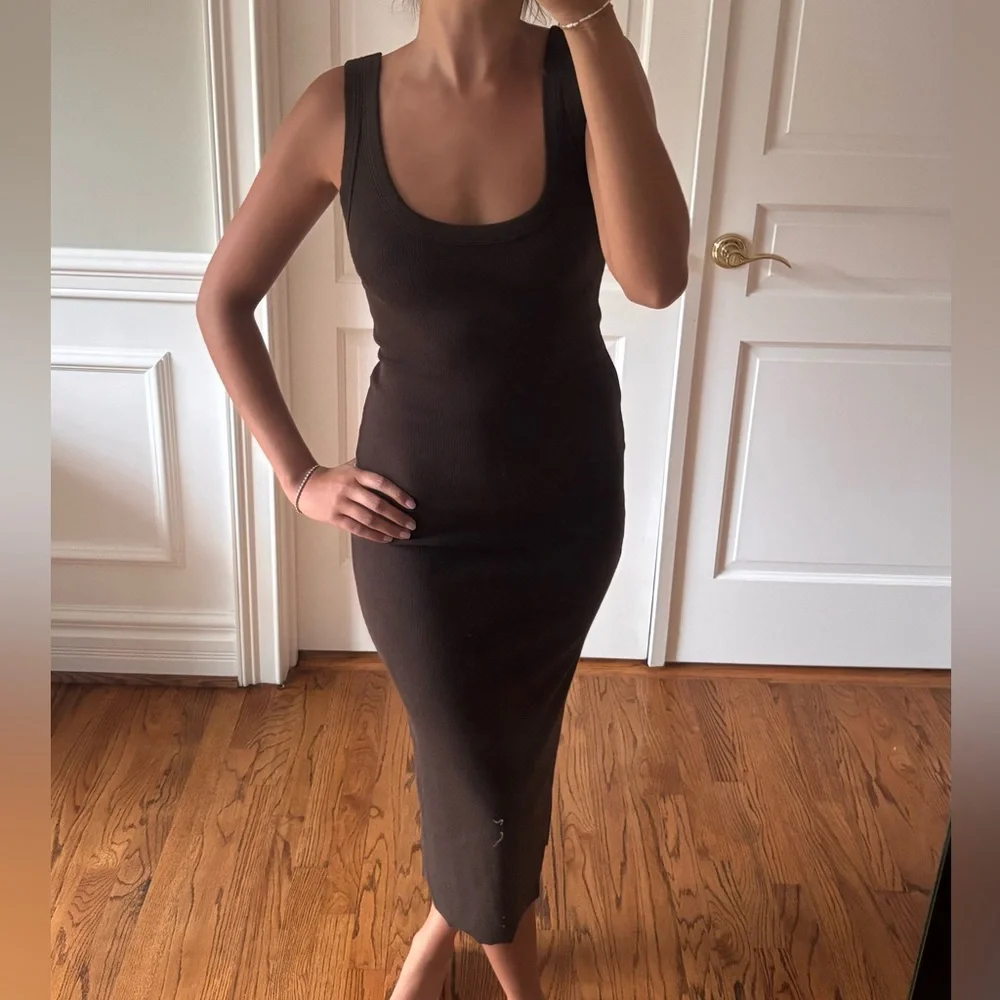 Cotton Citizen Verona Ribbed Midi Dress Espresso - Picture 1 of 4